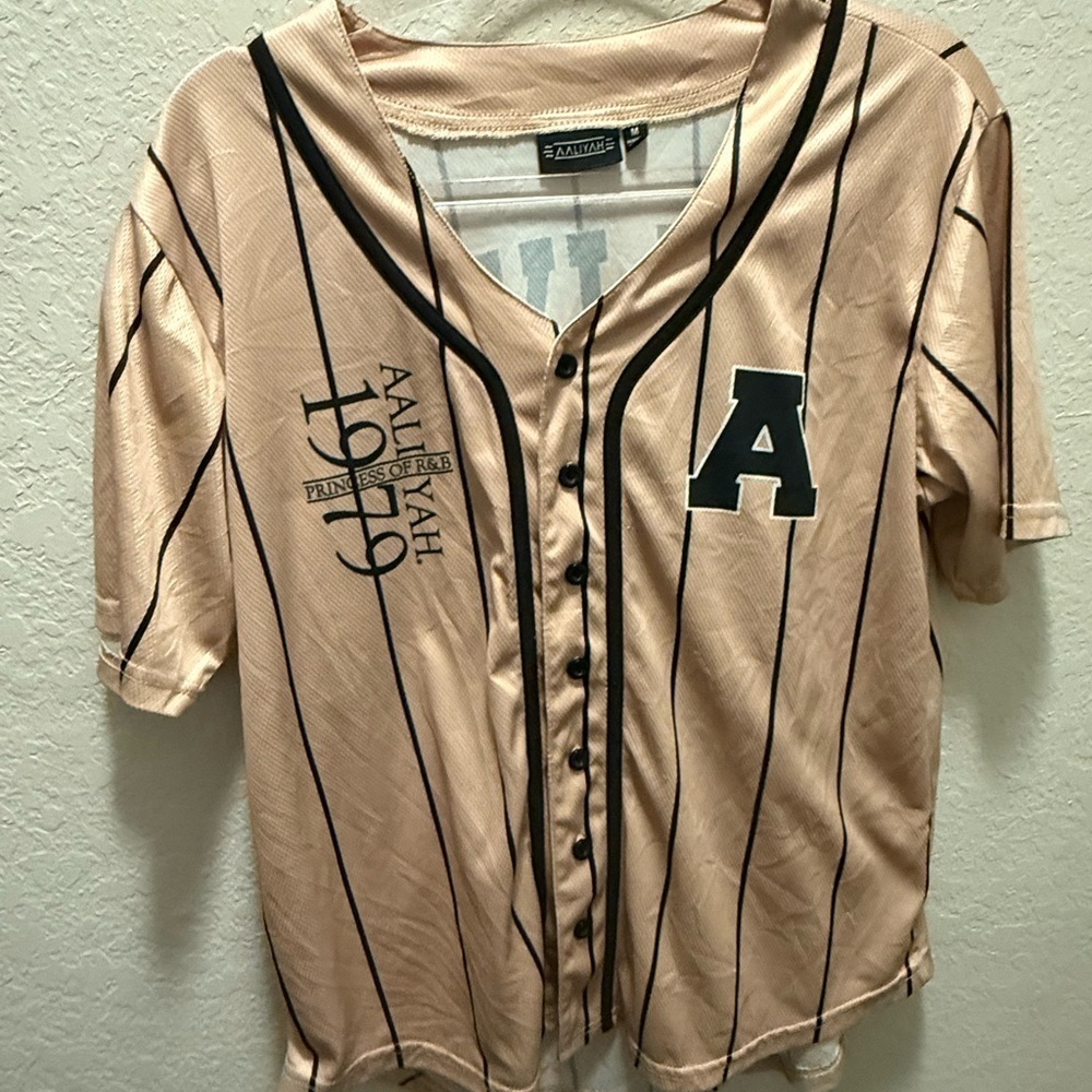Aaliyah Pinstripe Baseball Jersey- Size M - Picture 3 of 9